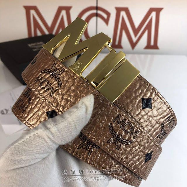MCM皮帶 原單 MCMClaus雙面腰帶 M字搭扣 mcm女腰帶   mdmc1369